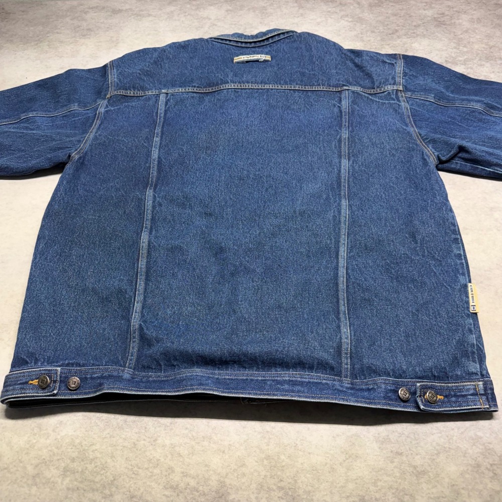 VTG Culture Jeans Loose Fit Mens 4XL Blue Faded Hip Hop Streetwear Trucker Coat - Picture 9 of 9